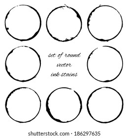 set of round vector ink stains