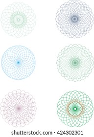Set of round vignettes and protective nets in different colors vector