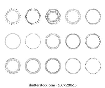 Set of round vintage decorative borders. Collection of black circle frames. Element for Graphic Design - Banner, Poster, Flyer, Brochure, Card. Vector illustration.