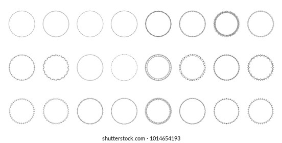 Set of round vintage decorative borders. Collection of black circle frames. Element for Graphic Design - Banner, Poster, Flyer, Brochure, Card. Vector illustration.