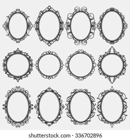 set of round vintage frames, design elements