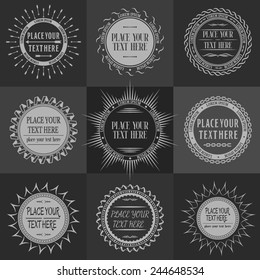 Set of round vintage signs and labels.