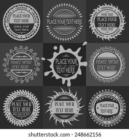 Set of round vintage signs and labels.