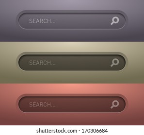 Set of round web search bar form for websites (UI) or applications (app) for smartphones and tablets. Clean and modern style