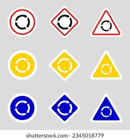 Set of roundabout signs. Vector illustration.