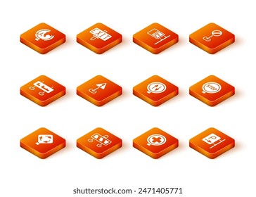 Set Roundabout traffic sign, Road barrier, Exclamation mark in triangle, Hospital road, warning two way, Parking and Stop icon. Vector