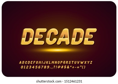 Set of Rounded Alphabet Elegant and shiny Gold Colored Metal Chrome alphabet font. Typography classic style golden font set for logo, Poster, Invitation.