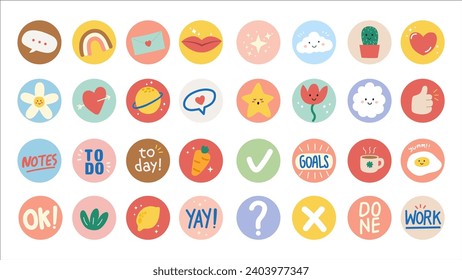 Conjunto de ilustraciones redondeadas de dibujos animados de un diseñador de stickers lindos