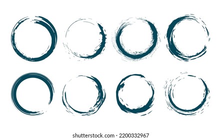 Set of rounded frames with grunge stroke