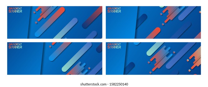 Set of rounded gradient colorful banners. Dynamic shapes composition. Eps10 vector illustration.