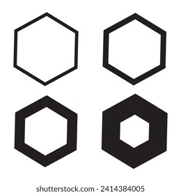 set of rounded Hexagonal outline shape icon. set of geometric shapes form hexagon icons collection, different version, Hexagon silhouette logo sign.
