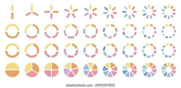 Conjunto De Gráficos De Pastel Redondeados Colores Retro