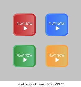 Set of Rounded Square Play Now Button