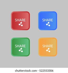Set of Rounded Square Share Button
