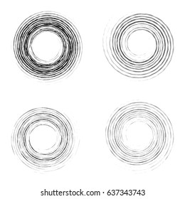 Set of rounded whirled circles isolated on the white background