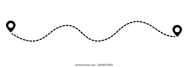 Set of Route location icon two pin sign and dotted line. Travel vector icon. GPS navigation line route mark. Vector illustration.