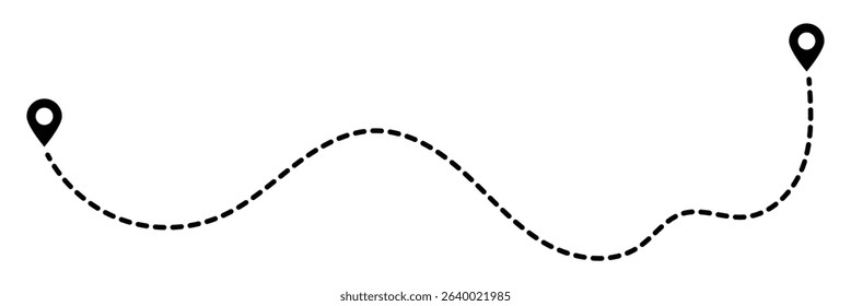 Set of Route location icon two pin sign and dotted line. Travel vector icon. GPS navigation line route mark. Vector illustration.