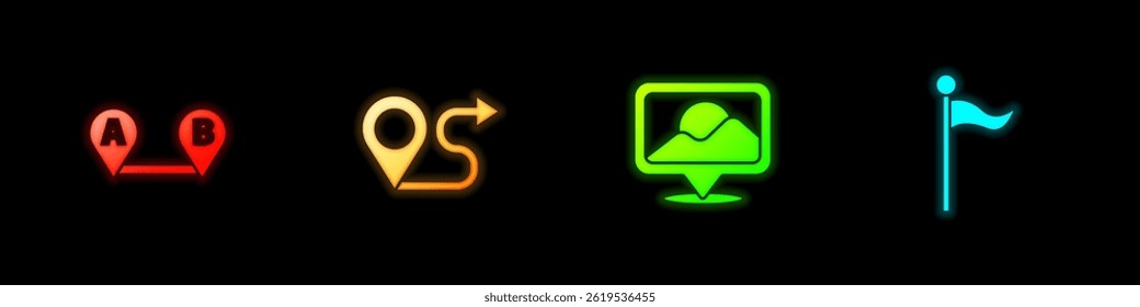 Set Route location, , Location and marker icon. Vector