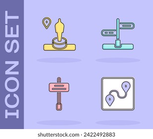 Set Route location, Location and monument, Road traffic sign and  icon. Vector