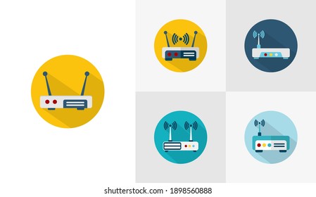 Set of Router flat icon vector template, Technology design icon concepts, Creative design