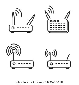 Set of router icon in linear style isolated on white background