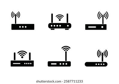 Set of router icon symbol vector on white background