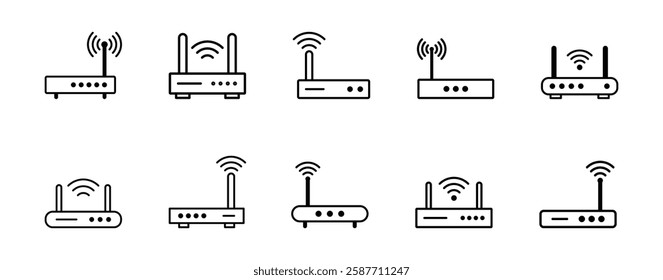 Set of router icon symbol vector on white background