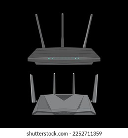 Set of router vector art. Vector Art isolated on black background for coloring book. 
