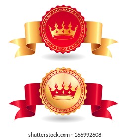 Set of royal award  labels red and gold