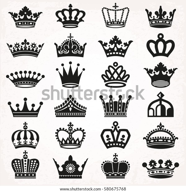 王室の紋章の紋章シルエットアイコンベクターイラストのセット のベクター画像素材 ロイヤリティフリー