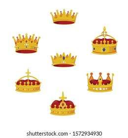 set of royal crowns vector illustration