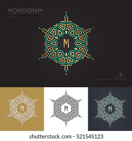 Set of Royal Elegant linear abstract monogram, vector template. Hotel logo. Kings symbol.
