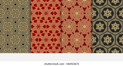 set of royal floral seamless pattern. Luxury ornament for wallpaper, invitation. Vector illustration. golden color.