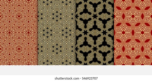 set of royal floral seamless pattern. Luxury ornament for wallpaper, invitation. Vector illustration. golden color.