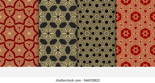set of royal floral seamless pattern. Luxury ornament for wallpaper, invitation. Vector illustration. golden color.