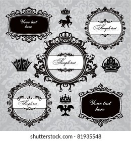 set of royal  frame and vintage design elements