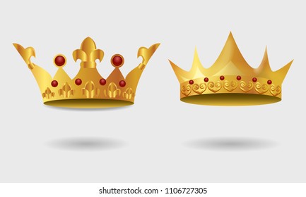 Set Royal Golden Crown Gradient Mesh Stock Vector (Royalty Free ...