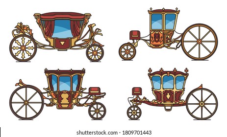 Set of Royal horse chariot or vintage carriage