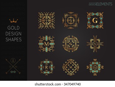 Set of Royal modern monogram, logo vector template. Hotel logo. Kings symbol.