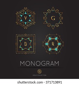 Set of Royal modern monogram, logo vector template. Collection of Hotel logo. Kings symbol.