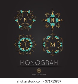 Set of Royal modern monogram, logo vector template. Collection of Hotel logo. Kings symbol.