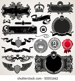 Set of royal ornate frames and elements