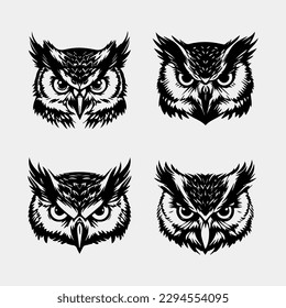 set of royal owl logo vector