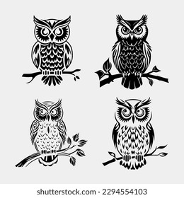 set of royal owl logo vector