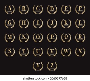 Set of royal personalized monograms, luxury letters in laurel wreath. Vector logo, emblems or initial design.