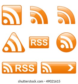 Set of RSS Buttons and Icons. Vector illustration