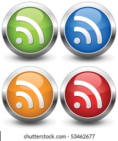 Set of RSS Buttons and Icons. Vector illustration