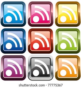 Set of rss buttons, multicolored, vector illustration