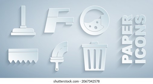 Ajuste el filtro de caucho para ventanas, Washer, Sponge, Trash can, Water tap y el icono del émbolo. Vector