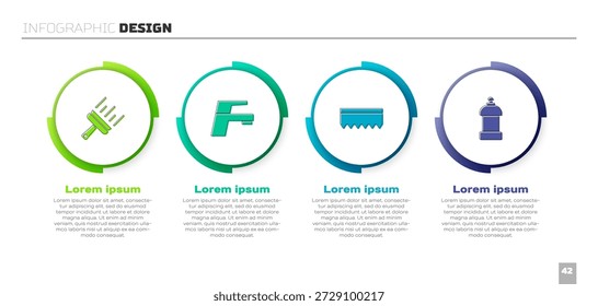 Set Limpiador de goma para ventanas, grifo de agua, esponja y agente de limpieza de botellas. Plantilla de infografía de negocios. Vector